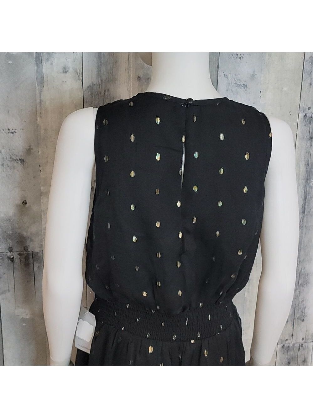 NWOT NSR Metallic Dot Jumpsuit Smocked Waist - Picture 8 of 13